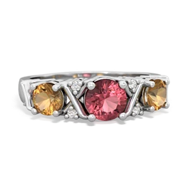 Pink Tourmaline Hugs And Kisses 14K White Gold ring R5016