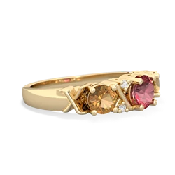 Pink Tourmaline Hugs And Kisses 14K Yellow Gold ring R5016