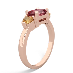 Pink Tourmaline Three Stone 14K Rose Gold ring R5235