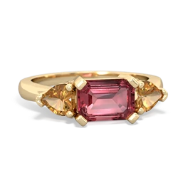 Pink Tourmaline Three Stone 14K Yellow Gold ring R5235