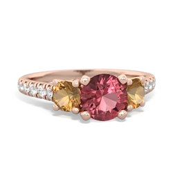 Pink Tourmaline Pave Trellis 14K Rose Gold ring R5500