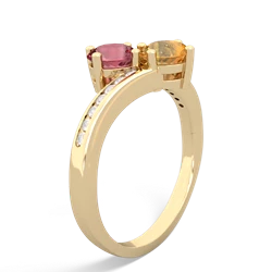 Pink Tourmaline Channel Set Two Stone 14K Yellow Gold ring R5303