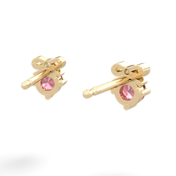 Pink Tourmaline Diamond Bows 14K Yellow Gold earrings E7002