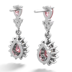 Pink Tourmaline Halo Pear Dangle 14K White Gold earrings E1882