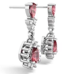 Pink Tourmaline Halo Pear Dangle 14K White Gold earrings E1882