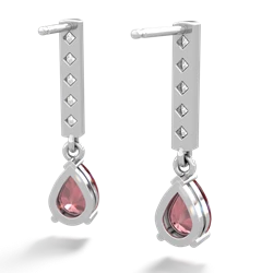 Pink Tourmaline Art Deco Diamond Drop 14K White Gold earrings E5324