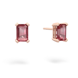 Pink Tourmaline 6X4mm Emerald-Cut Stud 14K Rose Gold earrings E1855