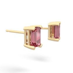 Pink Tourmaline 6X4mm Emerald-Cut Stud 14K Yellow Gold earrings E1855