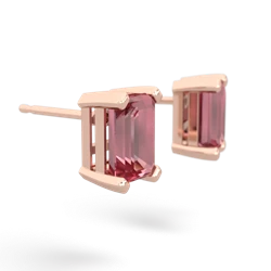 Pink Tourmaline 7X5mm Emerald-Cut Stud 14K Rose Gold earrings E1856