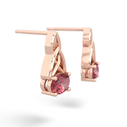 Pink Tourmaline Celtic Trinity Knot 14K Rose Gold earrings E2389