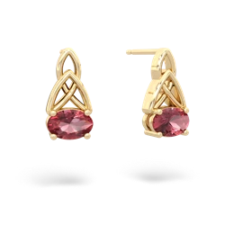 Pink Tourmaline Celtic Trinity Knot 14K Yellow Gold earrings E2389