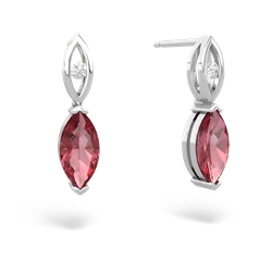 Pink Tourmaline Marquise Drop 14K White Gold earrings E5333