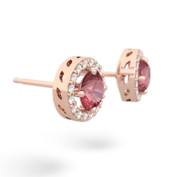 Pink Tourmaline Halo 14K Rose Gold earrings E5320