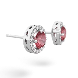 Pink Tourmaline Halo 14K White Gold earrings E5320