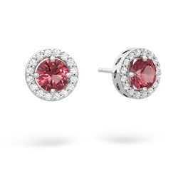 Pink Tourmaline Halo 14K White Gold earrings E5320