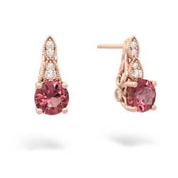 Pink Tourmaline Antique Elegance 14K Rose Gold earrings E3100