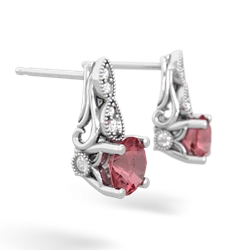 Pink Tourmaline Antique Elegance 14K White Gold earrings E3100