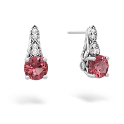 Pink Tourmaline Antique Elegance 14K White Gold earrings E3100