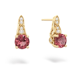 Pink Tourmaline Antique Elegance 14K Yellow Gold earrings E3100