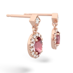 Pink Tourmaline Antique-Style Halo 14K Rose Gold earrings E5720