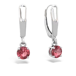 Pink Tourmaline 5Mm Round Lever Back 14K White Gold earrings E2785