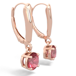 Pink Tourmaline 6Mm  Round Lever Back 14K Rose Gold earrings E2786