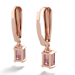 Pink Tourmaline 6X4mm Emerald-Cut Lever Back 14K Rose Gold earrings E2855