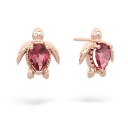 Pink Tourmaline Baby Sea Turtle 14K Rose Gold earrings E5241