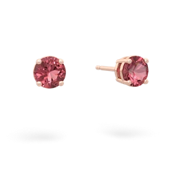 Pink Tourmaline 5Mm Round Stud 14K Rose Gold earrings E1785