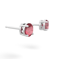 Pink Tourmaline 5Mm Round Stud 14K White Gold earrings E1785