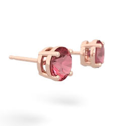 Pink Tourmaline 6Mm Round Stud 14K Rose Gold earrings E1786