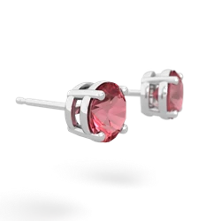 Pink Tourmaline 6Mm Round Stud 14K White Gold earrings E1786