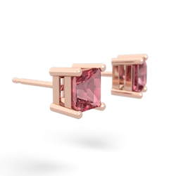 Pink Tourmaline 5Mm Princess Cut Stud 14K Rose Gold earrings E1789