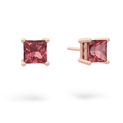 Pink Tourmaline 5Mm Princess Cut Stud 14K Rose Gold earrings E1789