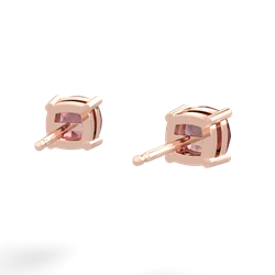 Pink Tourmaline 5Mm Checkerboard Cushion Stud 14K Rose Gold earrings E1795