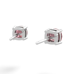 Pink Tourmaline 5Mm Checkerboard Cushion Stud 14K White Gold earrings E1795