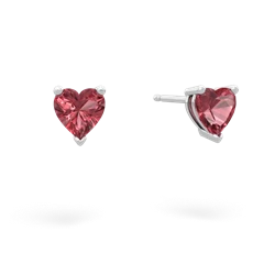 Pink Tourmaline 5Mm Heart Stud 14K White Gold earrings E1861