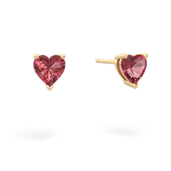Pink Tourmaline 5Mm Heart Stud 14K Yellow Gold earrings E1861