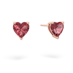 Pink Tourmaline 6Mm Heart Stud 14K Rose Gold earrings E1862