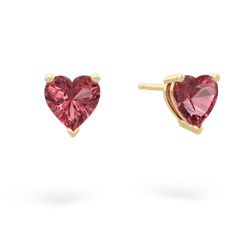 Pink Tourmaline 6Mm Heart Stud 14K Yellow Gold earrings E1862