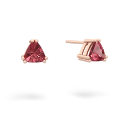 Pink Tourmaline 5Mm Trillion Stud 14K Rose Gold earrings E1858