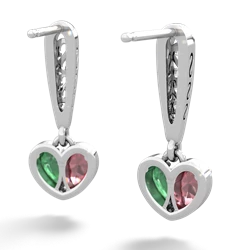 Pink Tourmaline Filligree Heart 14K White Gold earrings E5070