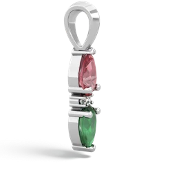 Pink Tourmaline Bowtie Drop 14K White Gold pendant P0865