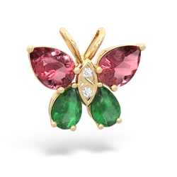 Pink Tourmaline Butterfly 14K Yellow Gold pendant P2215