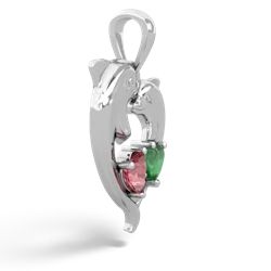 Pink Tourmaline Dolphin Heart 14K White Gold pendant P5820