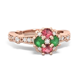 Pink Tourmaline Sparkling Tiara Cluster 14K Rose Gold ring R26293RD