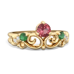 Pink Tourmaline Crown Keepsake 14K Yellow Gold ring R5740