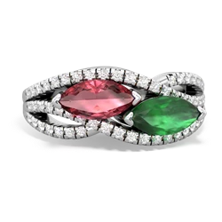 Pink Tourmaline Diamond Rivers 14K White Gold ring R3070