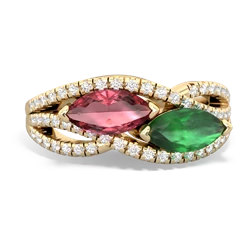 Pink Tourmaline Diamond Rivers 14K Yellow Gold ring R3070