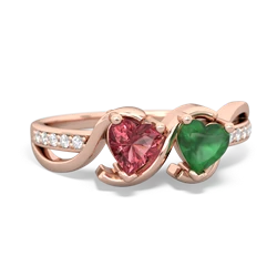 Pink Tourmaline Side By Side 14K Rose Gold ring R3090